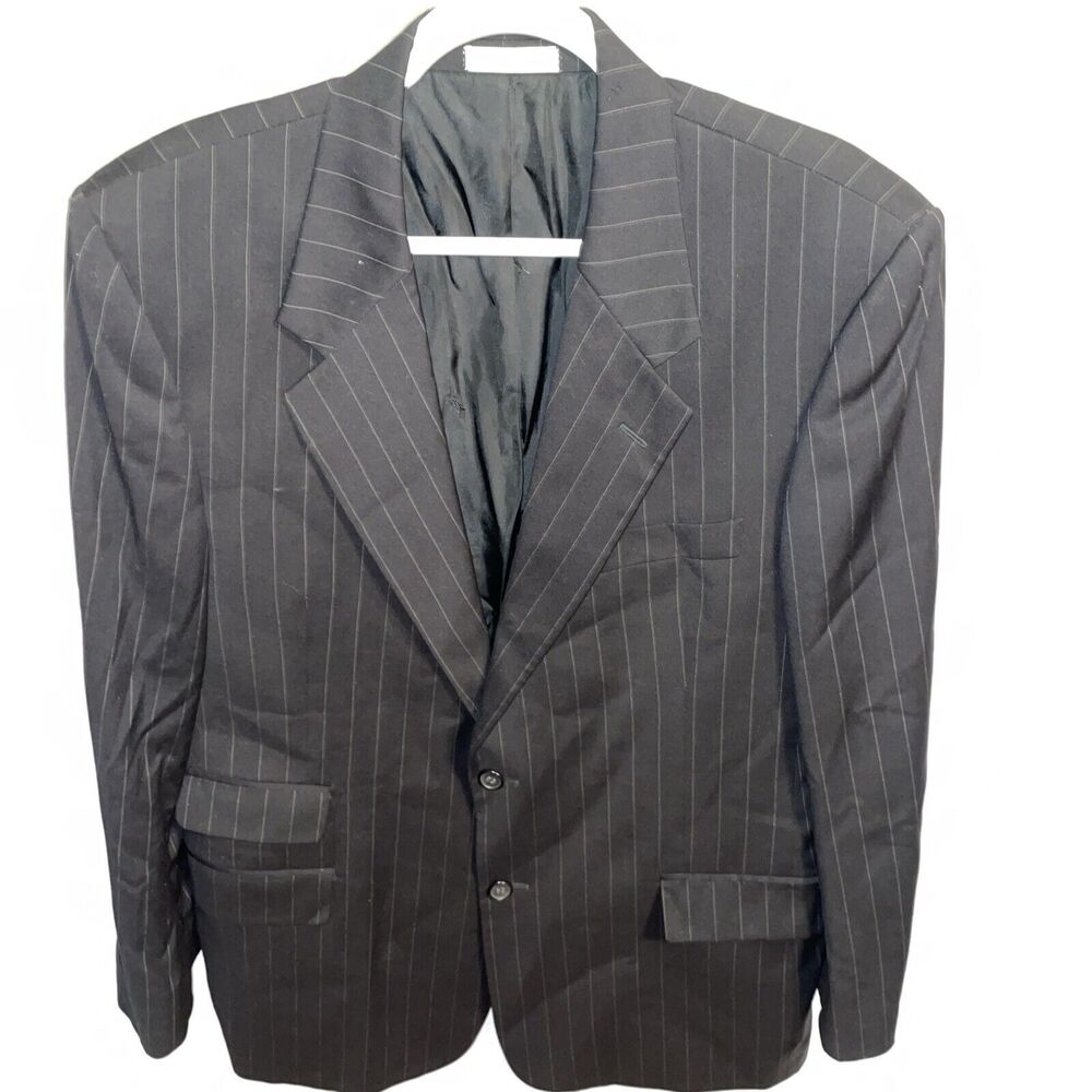 Yves Saint Laurent Men’s Dress Blazer Size 44R Black Pinstripe 100% Worsted Wool
